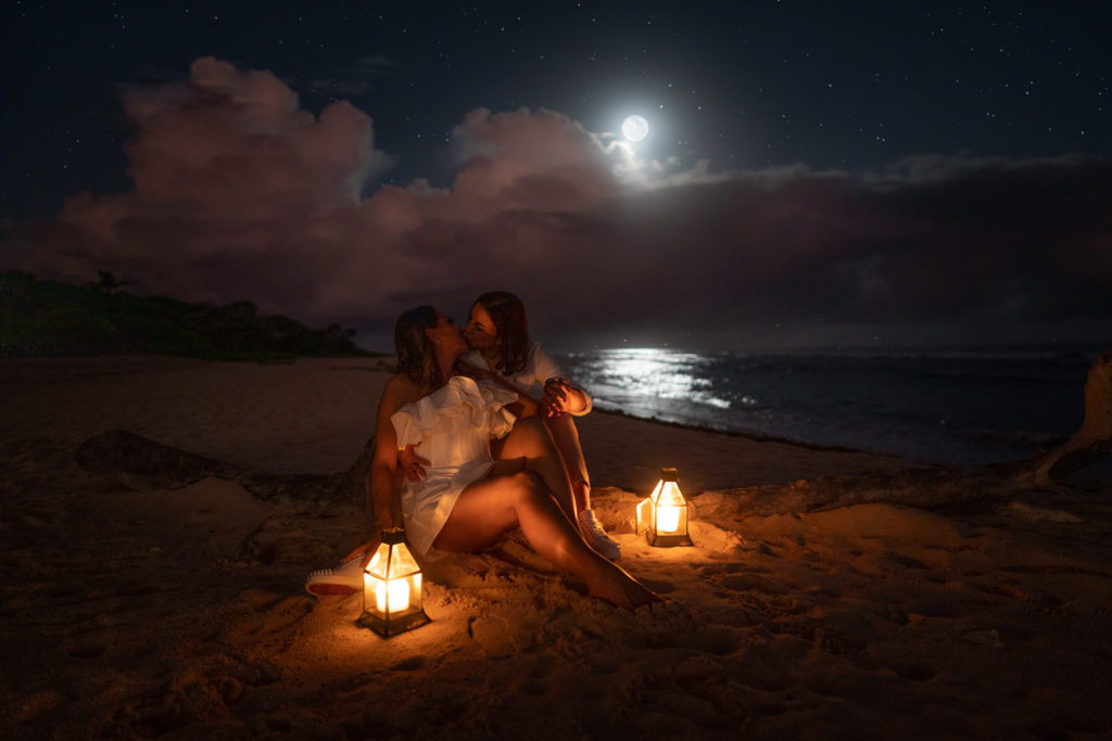 example of things to do in Port Vila: enjoy the beach under the moonlight with lanterns