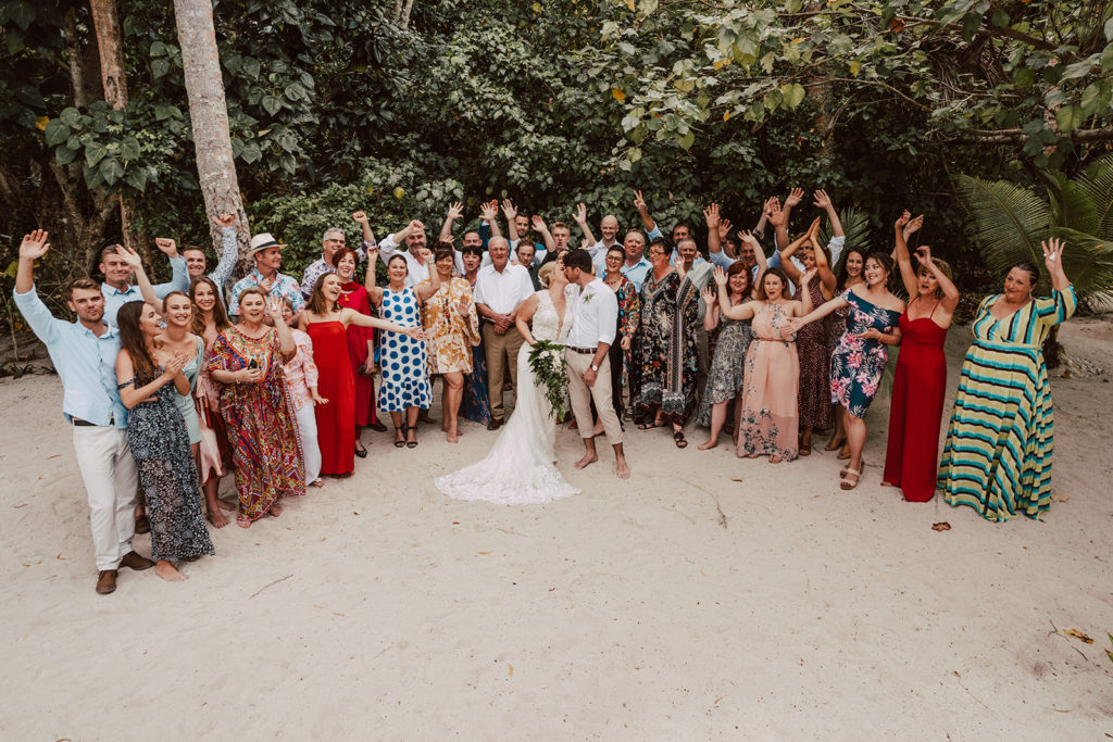 A bridal party group photo on erakor island