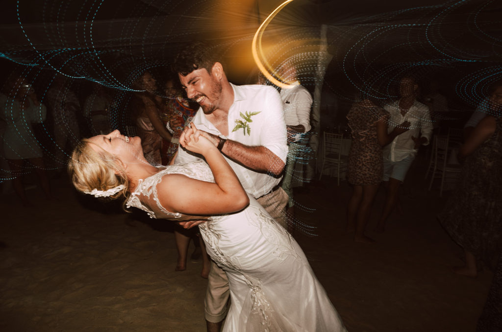 Erakor island wedding reception with newlyweds hitting the dance floor